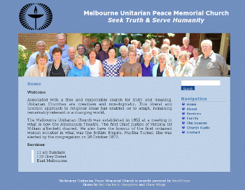 screen shot of Melbourne Unitarian Church Web site
